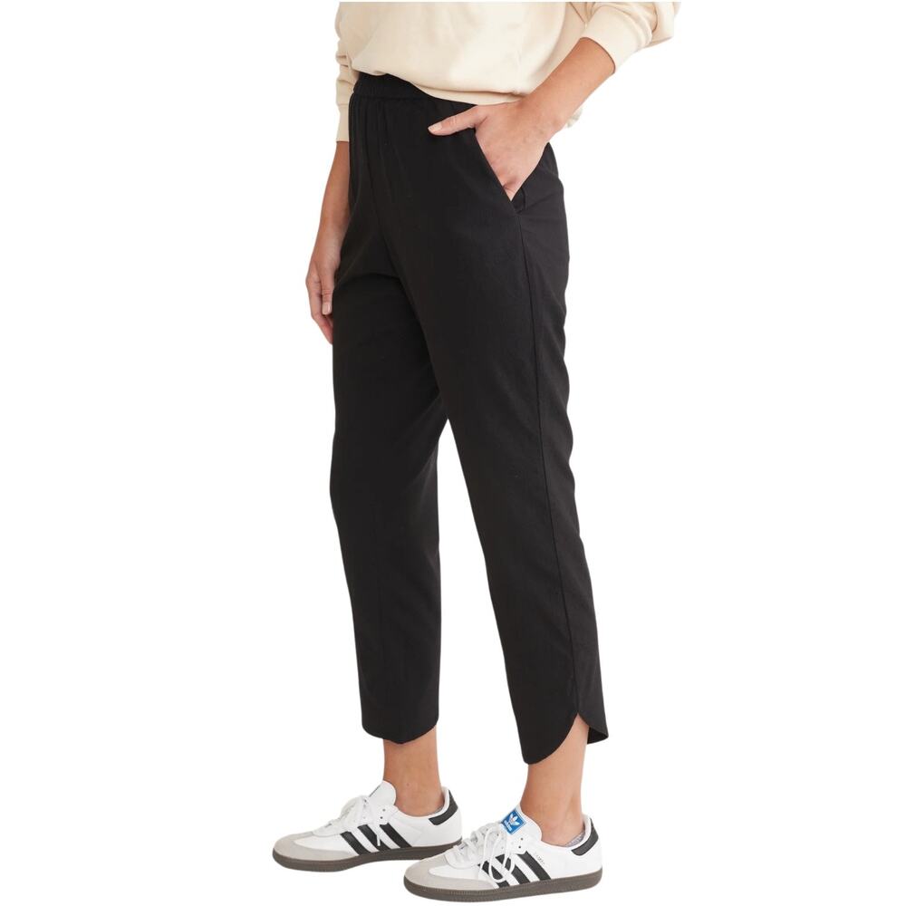 Marine Layer Allison Pant LP Large Petite Black Modal Cropped Tapered Elastic - Picture 2 of 16